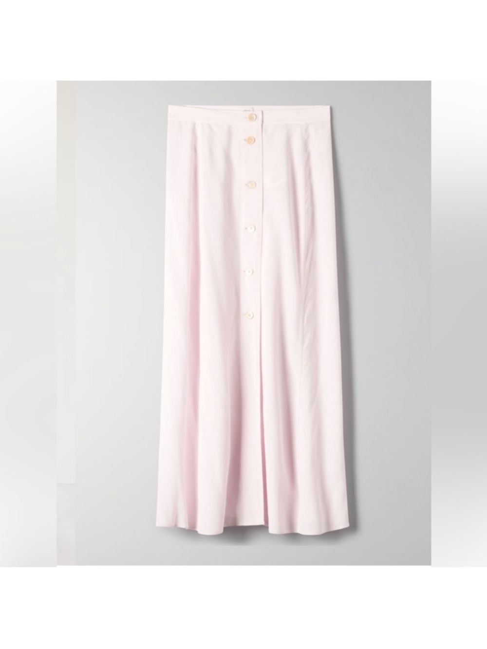 Aritzia Wilfred Amelie Light Pink A line Button Front Long Boho Summer Skirt 8